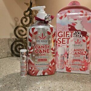 NWT Hempz Candy Cane Lane Holiday Lotion 17oz + Lip Balm Gift Box Set Peppermint
